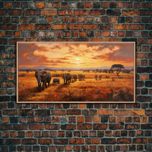 Load image into Gallery viewer, Elephant Wall Art, Animal Art, Safari Wall Art, Panoramic Art, Wall Art, Canvas Art, Landscape Art, Rustic Wall Decor, Military Gift, Prints

