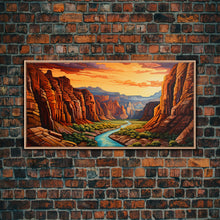 Load image into Gallery viewer, Canyon Wall Art, River Wall Print, Panoramic Art, Wall Art, Canvas Art, Landscape Art, Gift For Him, Rustic Wall Decor, Teen Boy Wall Art
