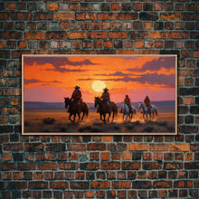 Load image into Gallery viewer, Cowboy Art, Horse Art, Western Wall Art, Panoramic Art, Wall Art, Canvas Art, Landscape Art, Western Wall Decor, First Home Gift, RV Decor
