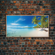 Carregar imagem no visualizador da galeria, Beach Wall Art, Seashore Art, Palm Tree Wall Art, Panoramic Art, Wall Art, Canvas Art, Landscape Art, Landscape Print, Beach House Wall Art
