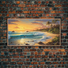 Carregar imagem no visualizador da galeria, Beach Wall Art, Tropical Art Print, Palm Trees Wall Art, Panoramic Art, Wall Art, Canvas Art, Landscape Art, Landscape Print, Travel Print
