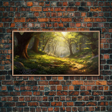 Cargar imagen en el visor de la galería, Forest Wall Art, Trees Art Print, Enchanted Forest, Panoramic Art, Wall Art, Canvas Art, Landscape Art Print, Game Room Décor, Cozy Gift
