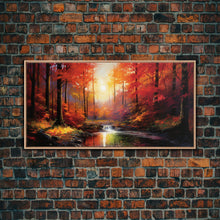 Carregar imagem no visualizador da galeria, Forest Wall Art, Autumn Art, Sunset Wall Art, Lake Art Panoramic Art, Wall Art, Canvas Art, Landscape Art, Tiny House Decor, Game Room Decor
