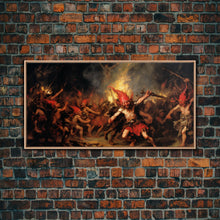 Carregar imagem no visualizador da galeria, A Scene From Hell, Demonic Art, Framed Canvas Print, Halloween Decor, Halloween Art Print, Gothic Victorian Oil Painting
