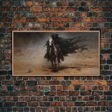 Load image into Gallery viewer, Death Rides A Pale Horse, Framed Canvas Print, Cowboy Grim Reaper, Spooky Halloween Art Print
