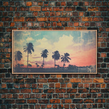Load image into Gallery viewer, Distressed Old Photo Of Miami Beaches In the 1980s - Framed Canvas Print - Photography Print - Vaporwave Aesthetic Wall Art
