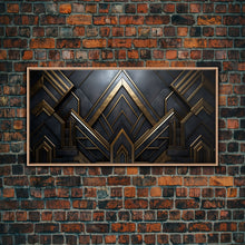 Cargar imagen en el visor de la galería, Black and Gold Art Deco Wall Art, Framed Canvas Print, 1920s Art Deco Print, Stylish Art Deco Canvas Poster, Framed or Unframed, Retro
