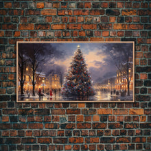 Cargar imagen en el visor de la galería, Christmas Village Winter Wonderland Wall Art Framed Canvas Print -  Christmas Wall Art - First Christmas - Christmas Tree Art Holiday Decor
