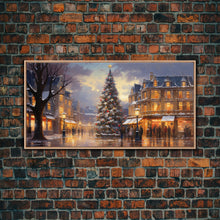 Cargar imagen en el visor de la galería, Christmas Tree In The Town Square - Winter Wonderland Canvas Print - Christmas Village - Christmas Decor - Winter Centerpiece
