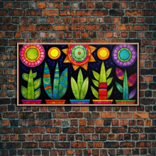 Carregar imagem no visualizador da galeria, Boho Style Minimalist Arizona Art, Framed Canvas Print, Retro Abstract Succulent Art, Southwest Decor
