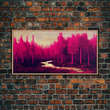 Cargar imagen en el visor de la galería, Fuchsia Forest, Surreal Abstract Trippy Psychedelic Art, Ready To Hang Canvas Print, Framed Wall Art
