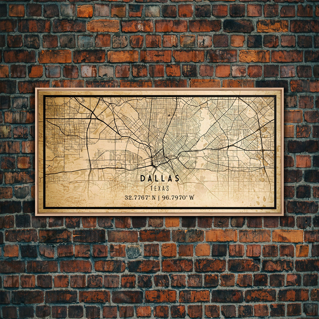 Dallas Map Canvas Print, Texas Map Print, Texas Wall Art, Dallas Map Poster, US, USA Maps, Dallas Maps, Map Gifts, Large Framed Map Print