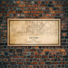 Cargar imagen en el visor de la galería, Beijing China map print poster or framed canvas, Beijing map print poster canvas, Beijing city map print poster canvas, Vintage Travel Art
