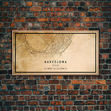Load image into Gallery viewer, Barcelona Spain map print poster or framed canvas, Barcelona map print poster canvas, Spain city map print poster canvas, Vintage Travel Art
