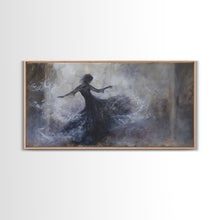 Carregar imagem no visualizador da galeria, Ballerina Dancing In The Fog, Framed Canvas Print, Halloween Decor, Macabre Dark Academia Wall Art
