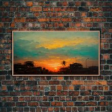 Load image into Gallery viewer, Cloudy sunset canvas print, sunset art, California Highway art, living room wall art, guest room wall art
