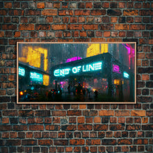 Load image into Gallery viewer, End Of Line, Cyberpunk Subway Art, Dystopian Cyber Punk City, Canvas Print, Bladerunner vibes art, cool wall art, night city

