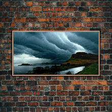 Carregar imagem no visualizador da galeria, Foggy night rainstorm over the lake canvas print, nature and landscape wall art, ready to hang, cool wall art
