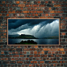 Carregar imagem no visualizador da galeria, Foggy night rainstorm over the lake canvas print, nature and landscape wall art, ready to hang, cool wall art
