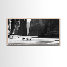 Load image into Gallery viewer, Cowboys Riding in Dusty Canyon, Striking Wall Art for Living Room or Bedroom, Framed Canvas Print, Home Decoration
