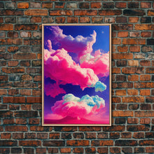 Load image into Gallery viewer, Bubble Gum Clouds, Trippy Psychedelic Surrealist Cloud Art, Framed Canvas Print, Ready To Hang Framed Wall Art
