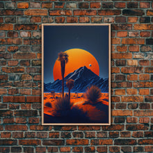 Load image into Gallery viewer, Fiery Orange Sunset Cactus Desert Wall Art Canvas Print - Vibrant Colors of a Desert Oasis Artwork
