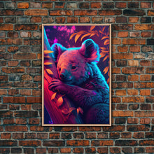 Cargar imagen en el visor de la galería, Cute Retro Wave Koala Bear, framed canvas print, Animals of Australia
