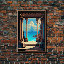 Load image into Gallery viewer, Retro Style Videogame Art, Pixel Roman Architecture Art, 8 bit art, framed canvas print
