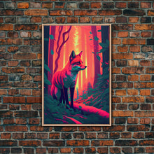 Load image into Gallery viewer, Fuchsia Fox In Woods Forest Twilight Sunset Fine Art Print, Wall Decor, Wall Poster, Wall Art Print
