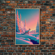 Carregar imagem no visualizador da galeria, Cute arctic fox art in the snow, framed canvas print

