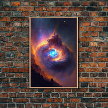 Cargar imagen en el visor de la galería, Colorful Nebula in Deep Space, Framed canvas print, retrowave watercolor space art
