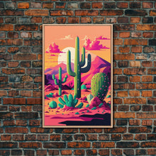 Load image into Gallery viewer, Pueblo Style Cactus, Still Life, Framed Canvas Print, Western Decor, Midwest Style Art, Arizona Desert Art
