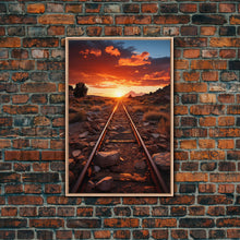 Carregar imagem no visualizador da galeria, Abandoned Train Tracks Somewhere In The Arizona Desert, Framed Canvas Print, Western Decor
