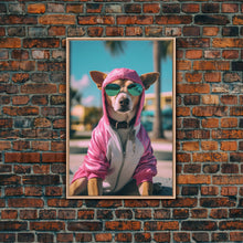 Load image into Gallery viewer, Dog Sunglasses, Pink Hoodie, Chihuahua Wall Print, Dog Wall Art, Funny Wall Art, Framed Wall Art, Framed Canvas, Wall Print, Wall Canvas
