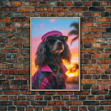 Load image into Gallery viewer, Dachshund Wall Print, Dog Wall Art, Dog Sunglasses, Dog In Pink Suit, Funny Art, Framed Wall Art, Framed Canvas, Wall Print, Wall Canvas
