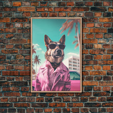 Carregar imagem no visualizador da galeria, German Shepherd Pink Suit Wall Print, Animal Wall Art, Dog Portrait, Dog Art Print, Framed Wall Art, Framed Canvas, Wall Print, Wall Canvas
