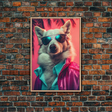 Cargar imagen en el visor de la galería, Corgi In Pink Suit Sunglasses Wall Print, Dog Décor, Dog Art Print, Dog Portrait, Framed Wall Art, Framed Canvas, Wall Print, Wall Canvas

