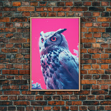 Carregar imagem no visualizador da galeria, Bird Art, Owl Wall Print, Animal Art Print, Abstract Art, Animal Portrait, Pink Art, Framed Wall Art, Framed Canvas, Wall Print, Wall Canvas
