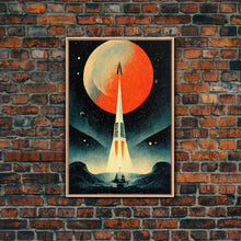Carregar imagem no visualizador da galeria, Art Deco Style Spaceship, Space Exploration, Science Fiction / SciFi Canvas Print, Ready to Hang Wall Art
