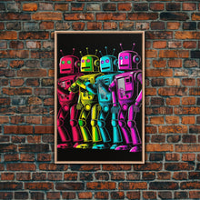 Load image into Gallery viewer, 1950s Style Scifi Robot Art, Art Deco Scifi Poster Art on Canvas, Framed Canvas Print, Game Room Decor
