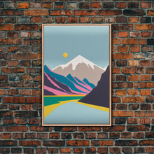 Load image into Gallery viewer, Surrealist Mountain Landscape, Abstract, Framed Canvas Print, Pink Mountains
