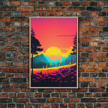 Load image into Gallery viewer, Retro Pop Art Landscape, Surrealist / Psychedelic Art, Framed Canvas Print, Nature Art
