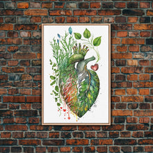Carregar imagem no visualizador da galeria, Florapunk Heart, Anatomical Heart Painting Canvas Print, Watercolor Heart, Human Heart, Pond Heart, Marsh Painting, Waterlily, Lily pads

