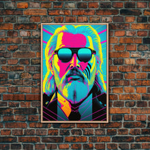 Carregar imagem no visualizador da galeria, Businessman Odin Pop Art Movie Poster Art, Norse Mythology, Wall Art, Framed Canvas Print, Futuristic Portrait of Odin, WPAP Style
