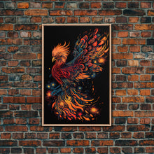 Load image into Gallery viewer, Phoenix In Flames, Retribution, Framed Canvas Print, The Phoenix, Framed Wall Art, Original Painting Phoenix, Fire Chicken
