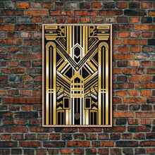 Carregar imagem no visualizador da galeria, Art Deco Pattern Wall art, Framed Canvas Print, Art Deco, Gold art, Geometric art, Wall decor, Midcentury Modern, Lines art, Wall decor
