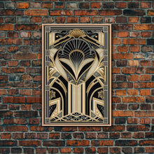 Load image into Gallery viewer, Art Deco Pattern Wall art, Framed Canvas Print, Art Deco, Gold &amp; black art, Geometric art, Office wall art, Abstract art, Original painting
