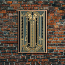 Carregar imagem no visualizador da galeria, Art Deco Pattern Wall art | Framed Canvas Print | Art Deco | Gold &amp; blue art | Wonderful art | Lines art | Geometric art | Living room art
