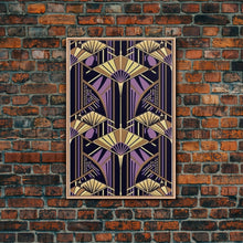 Carregar imagem no visualizador da galeria, Art Deco Pattern Wall art - Framed Canvas Print - Art Deco - Stained glass art - Ornament art - Geometric art - Purple &amp; gold art - Wall art
