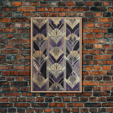 Load image into Gallery viewer, Art Deco Pattern Wall art, Framed Canvas Print, Art Deco, Pattern art, Yellow &amp; purple art, Stained glass art, Abstract nature, Office decor

